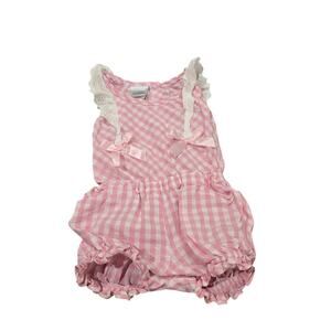 Girl's Nanette Baby Pink Gingham One Piece Romper Outfit | Size 18 Months